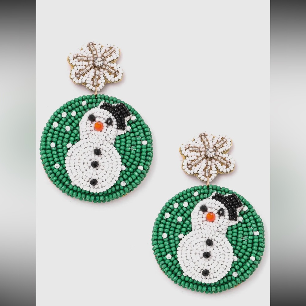 Beaded Snowmen Earrings